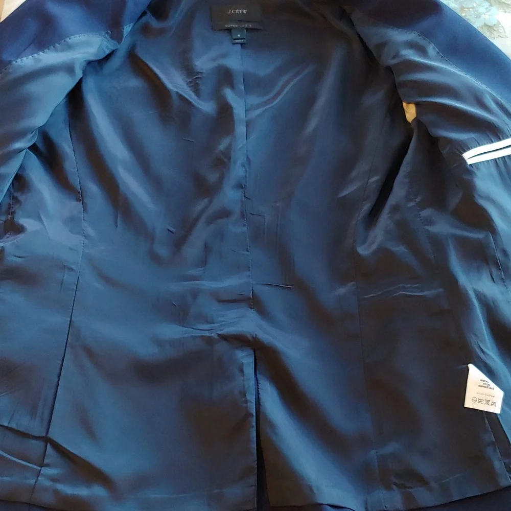 J. Crew Fine Wool Super 120s Button Blazer Coat in Navy Blue Women's size 8 - Picture 12 of 16